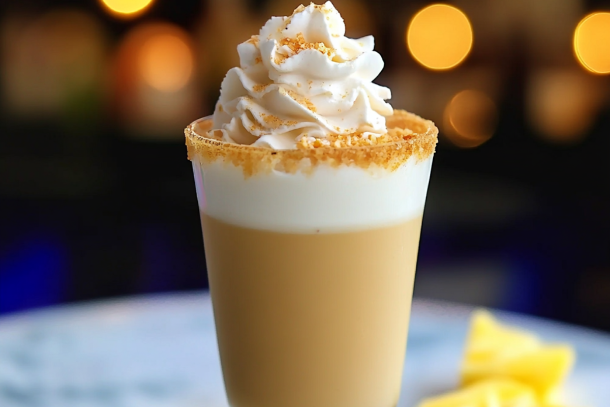 Butternut Rum Lifesaver Shot with layers of Baileys, butterscotch schnapps, coconut rum, and pineapple juice.