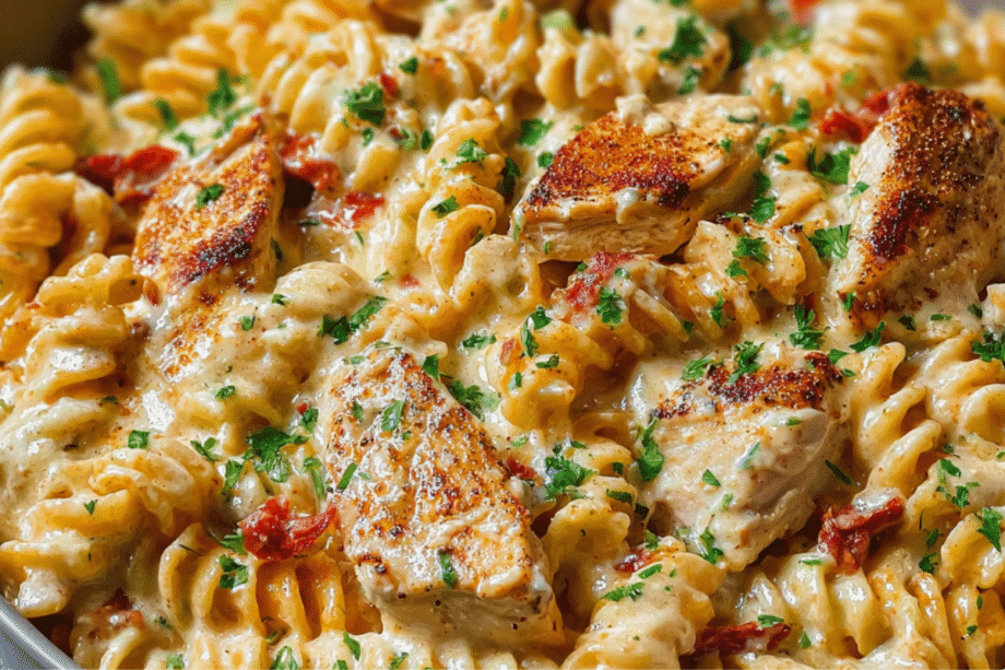 🍗 Cajun Cream Cheese Chicken Pasta Bake – Spicy, Creamy & Irresistible!