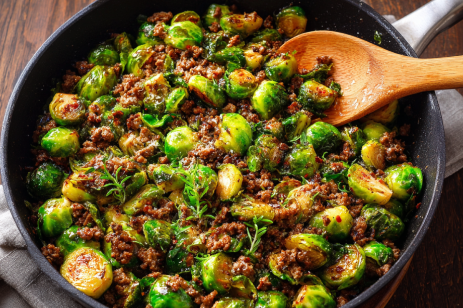 Ground Beef & Brussels Sprouts Skillet – A Hearty, Healthy One-Pan Dinner